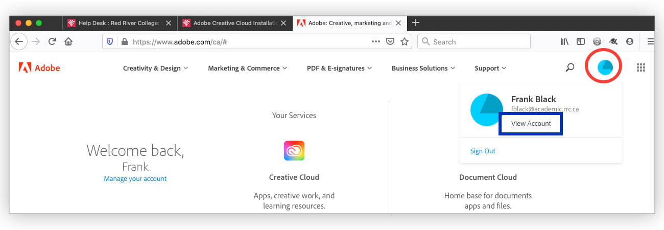 adobe creative cloud desktop sign out