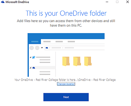 Set up OneDrive in Windows 10 : Red River College: Information ...