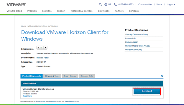 vmware horizon client download windows xp