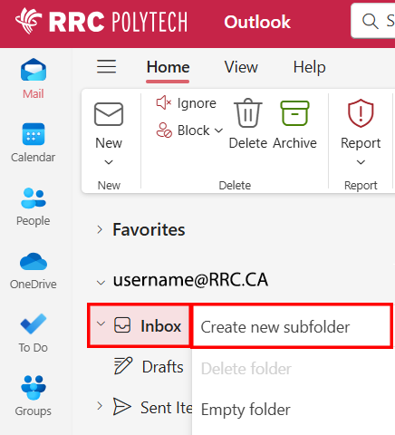 create new subfolder