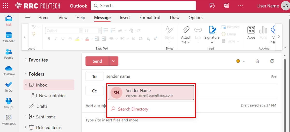 click result or search directory