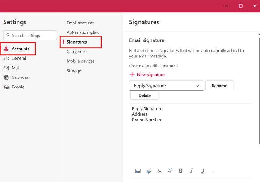 accounts and signatures