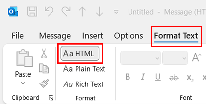 format text tab