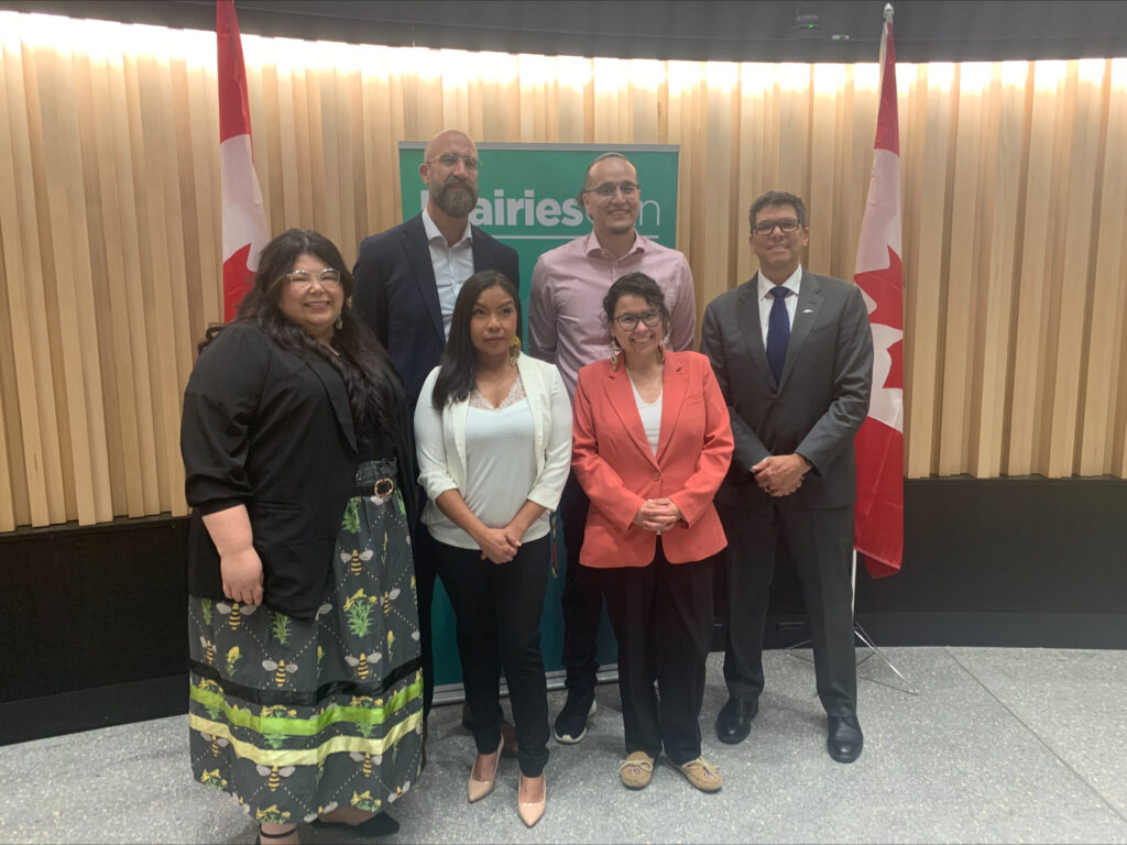 Jamie Wilson, Vice-President, Indigenous Strategy, Research and Business Development, with stakeholders at Mittohnee Pogo’ohtah announcement event.