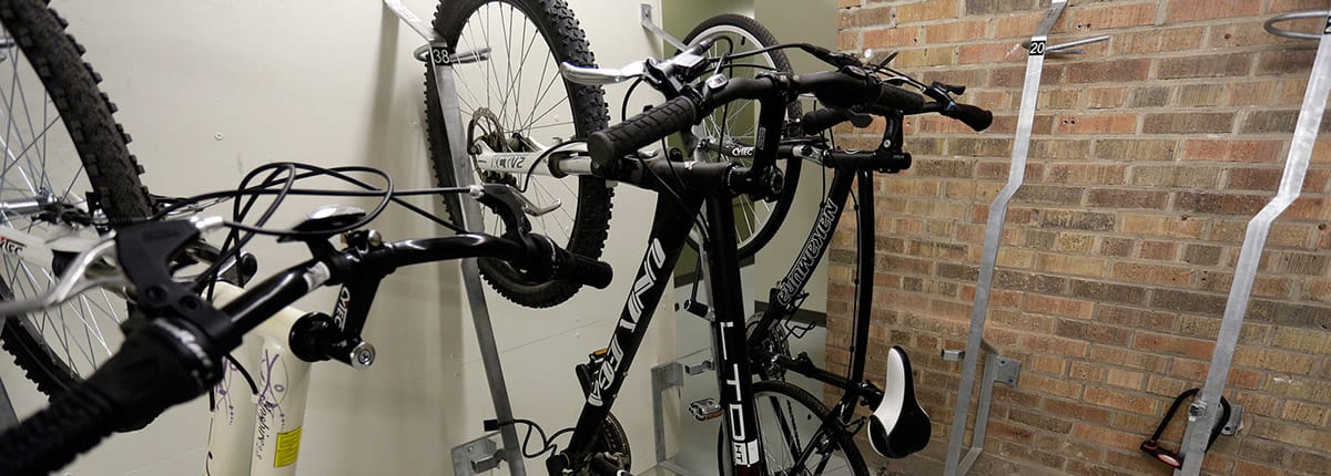 Create Vertical Bike Storage with these Vertical Bike Parking Systems