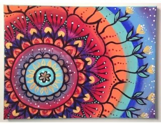 Colourful flower mandala painting